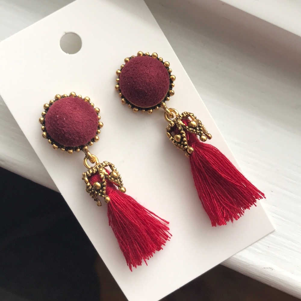 New! Tassel Earrings Red